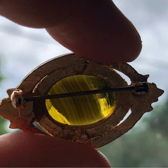 Vtg Tiger Eye  Brooch - Picture 7 of 9